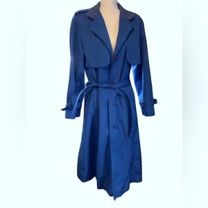 Fleet Street vintage cobalt Blue Trench Coat | Size 12 | Belted Classic raincoat